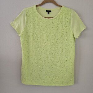 Talbots Yellow Embroidery Embellished Top, Size Medium